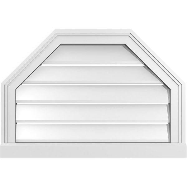 Ekena Millwork Octagonal Top Surface Mount PVC Gable Vent w/ 2"W x 2"P Brickmould Sill Frame, 26"W x 18"H GVPOT26X1803SF - main